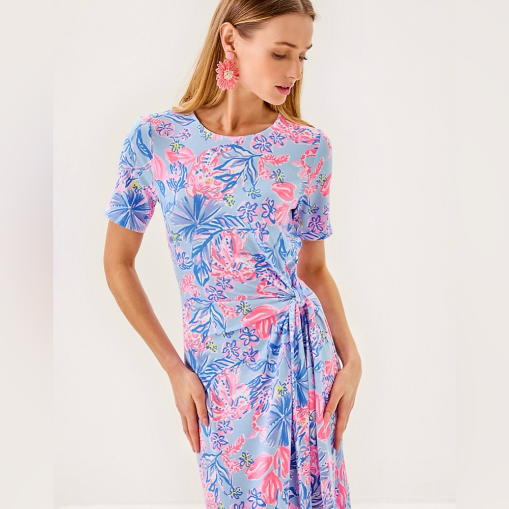 Lilly Pulitzer Blue and Pink Floral Maxi Dress